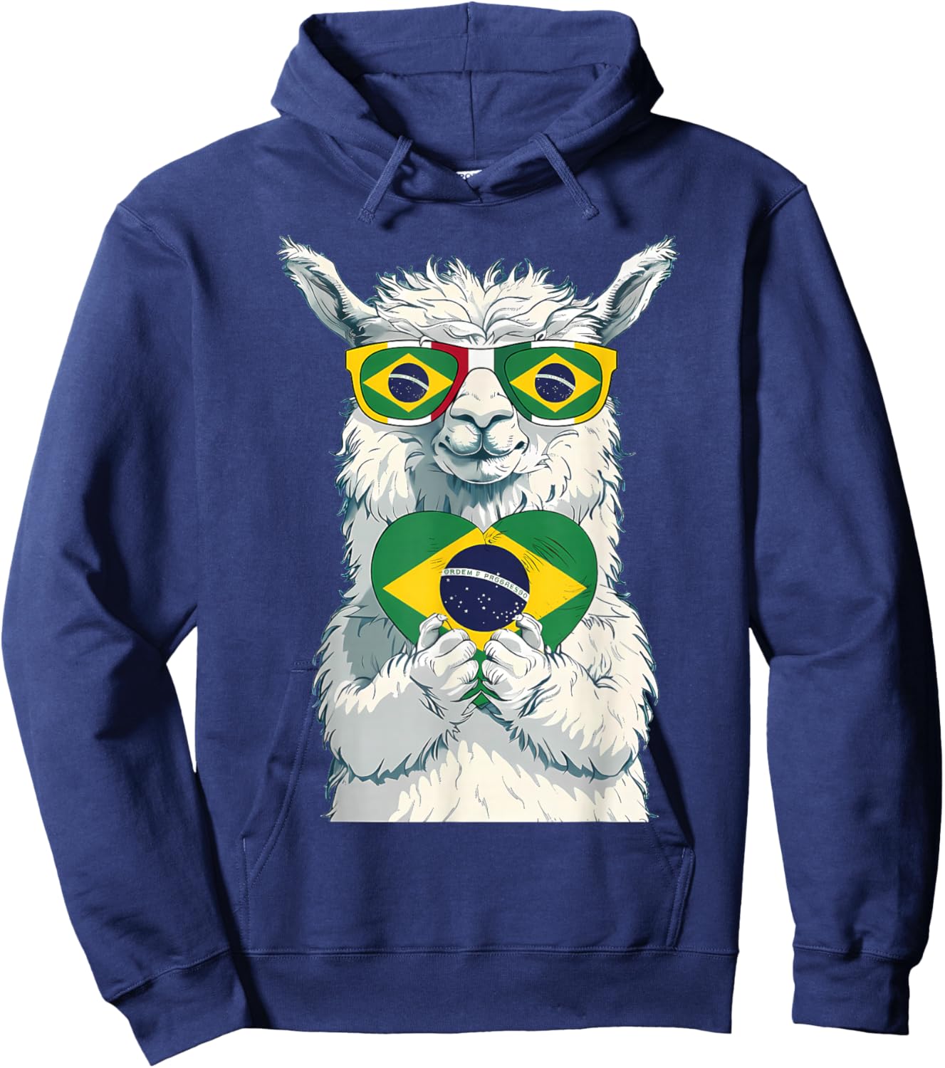 Brasil Flag Llama Brazilian Alpaca Brasilian Roots Brazil Hoodie - Hoodie | Navy