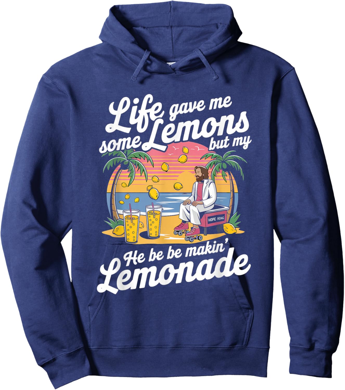 Life Gave Me Some Lemons Jesus Christian Cross Bible Hoodie - Hoodie | Navy