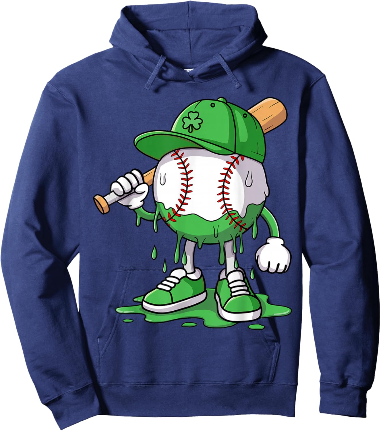 Boys Happy St Patricks Day Kids Baseball Ice Cream Drip Hoodie - Hoodie | Navy