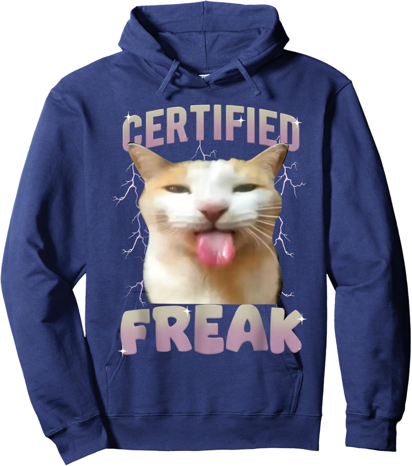 Cat Meme Certified Freak Eat Cement Cursed Cats Humor Funny Hoodie - Hoodie | Navy