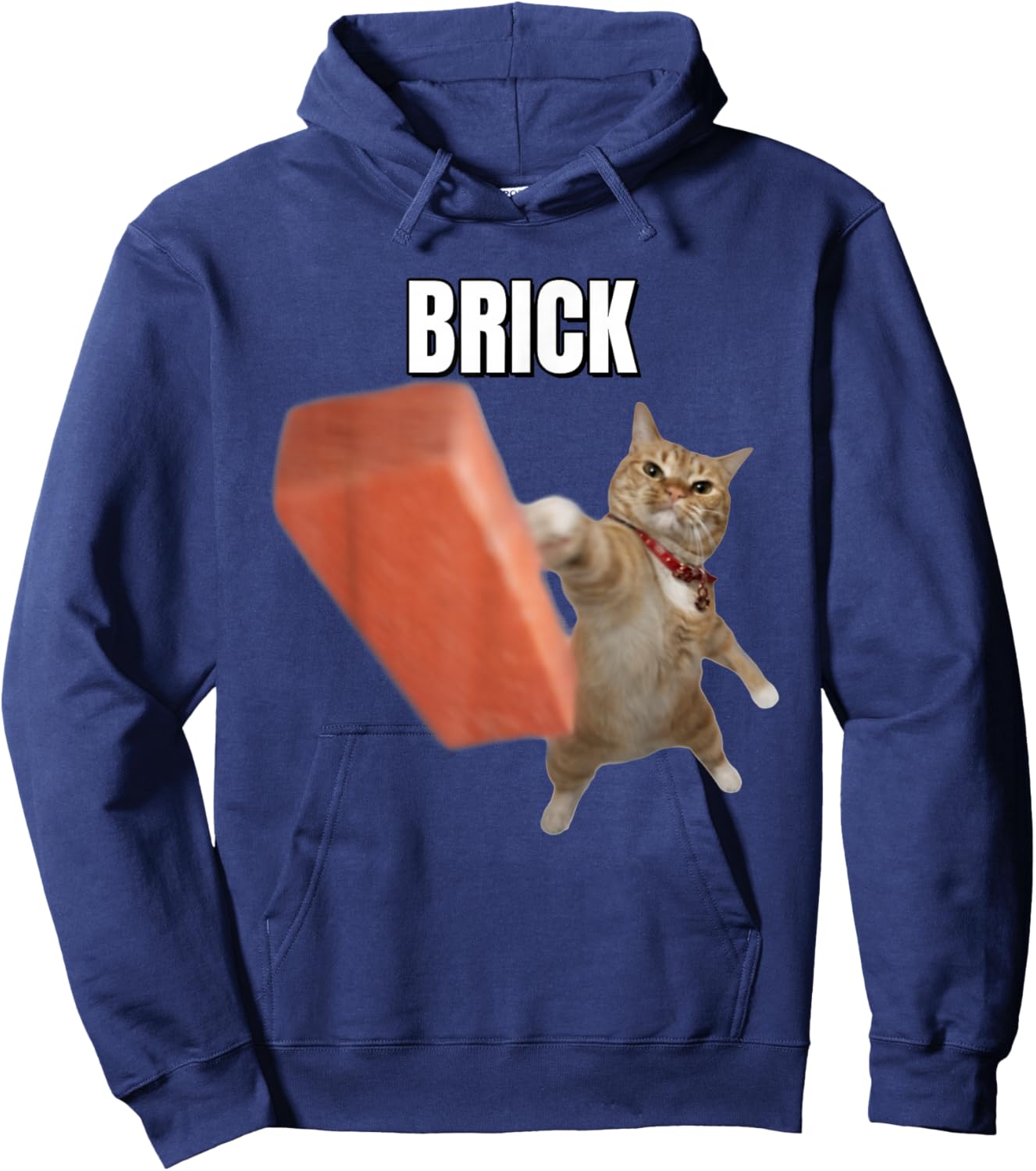 Funny Cat Throwing Brick Cats Meme Brainrot Humor Hoodie - Hoodie | Navy