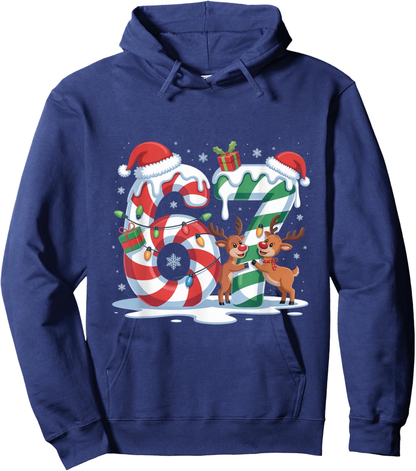 Christmas 67 Funny Xmas Six Seven Ugly Sweater 6-7 Hoodie - Hoodie | Navy