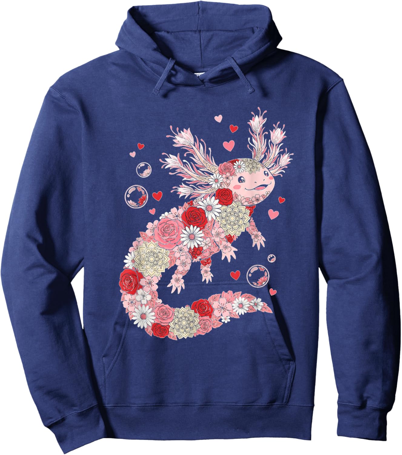 Love Axolotl Valentine Cute Axolotls Lover Valentines Day Hoodie - Hoodie | Navy