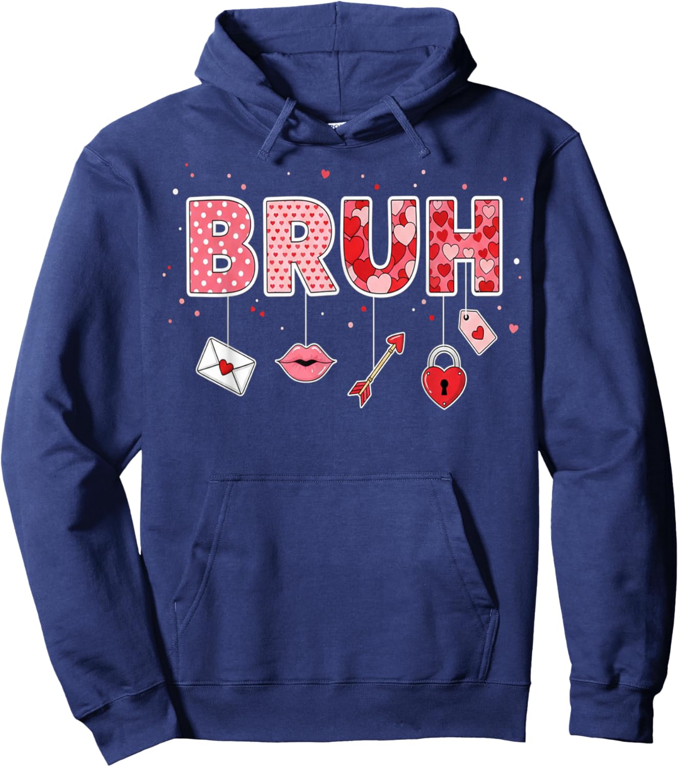 Happy Valentines Bruh Valentine Boys Hearts Kids Men Hoodie - Hoodie | Navy