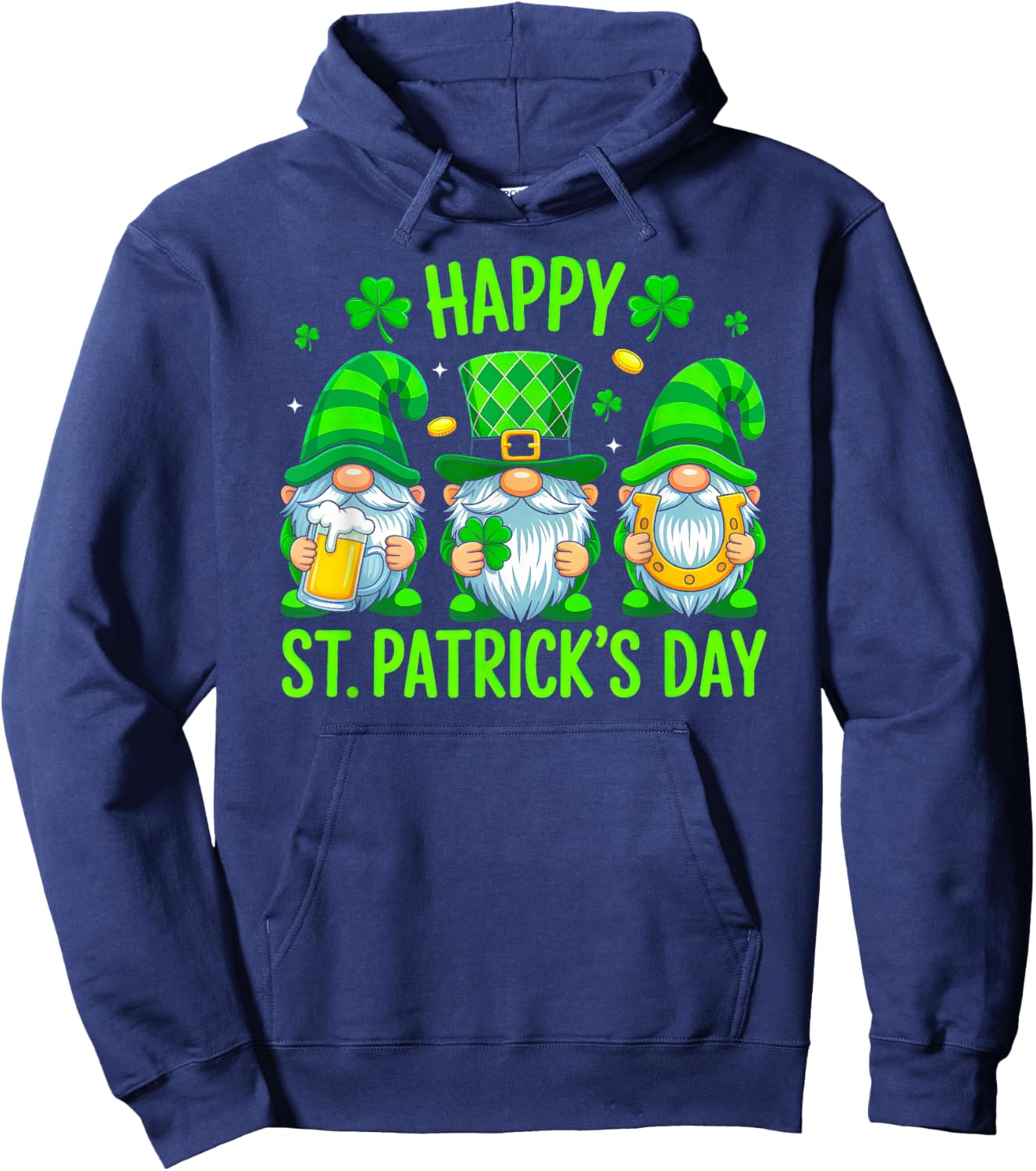Irish Gnomes Lucky Shamrock Gnome Happy St Patricks Day Hoodie - Hoodie | Navy
