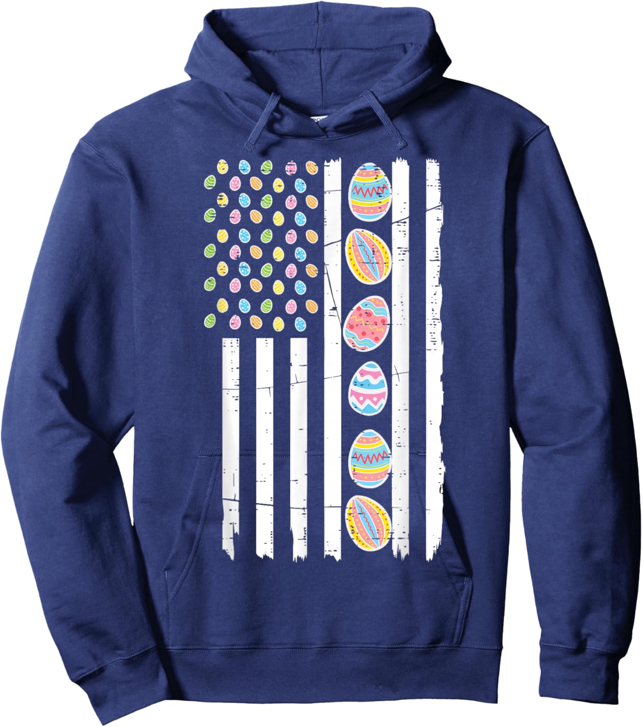 Easter US American Flag Eggs Vintage Patriot Men Women Kids Hoodie - Hoodie | Navy