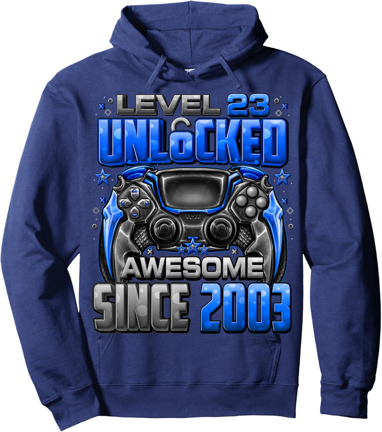 Level 23 Unlocked Awesome Since 2003 23rd Birthday Gaming Hoodie - Hoodie | Navy