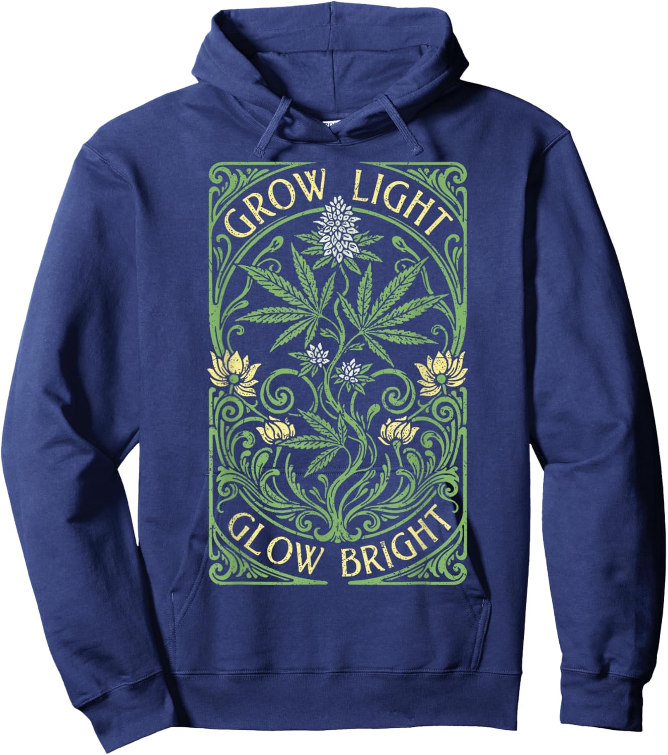 Boho Weed Grow Light Glow Bright Vintage Marijuana Stoner Hoodie - Hoodie | Navy