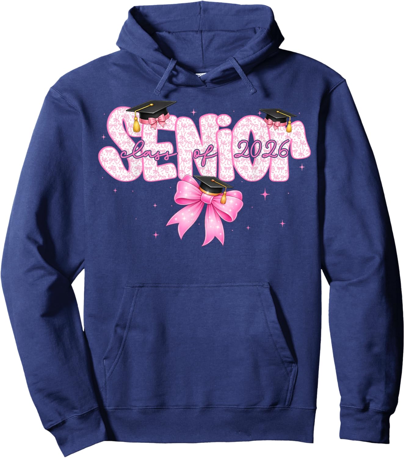 Senior Class of 2026 Coquette Bow Graduation Girl Kid Hoodie - Hoodie | Navy
