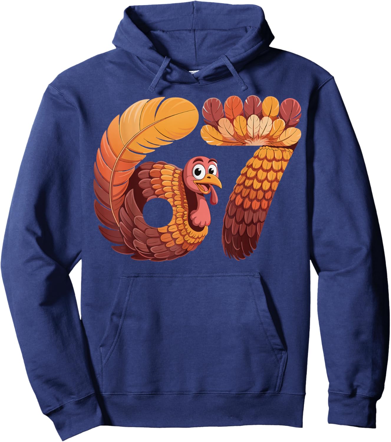 Kids Meme Six Seven 6-7 Thanksgiving 67 Turkey Hoodie - Hoodie | Navy