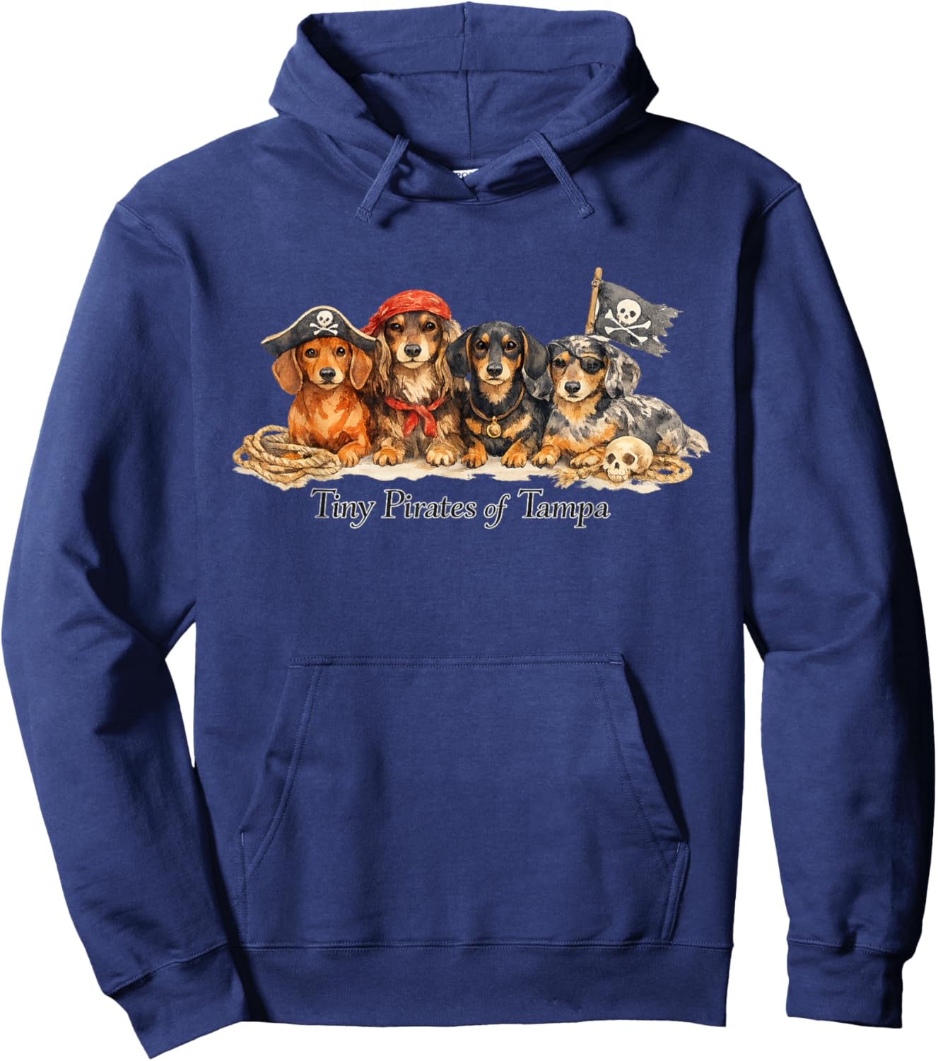 Tiny Pirates of Tampa Dogs Celebrate Gasparilla Dachshund Hoodie - Hoodie | Navy