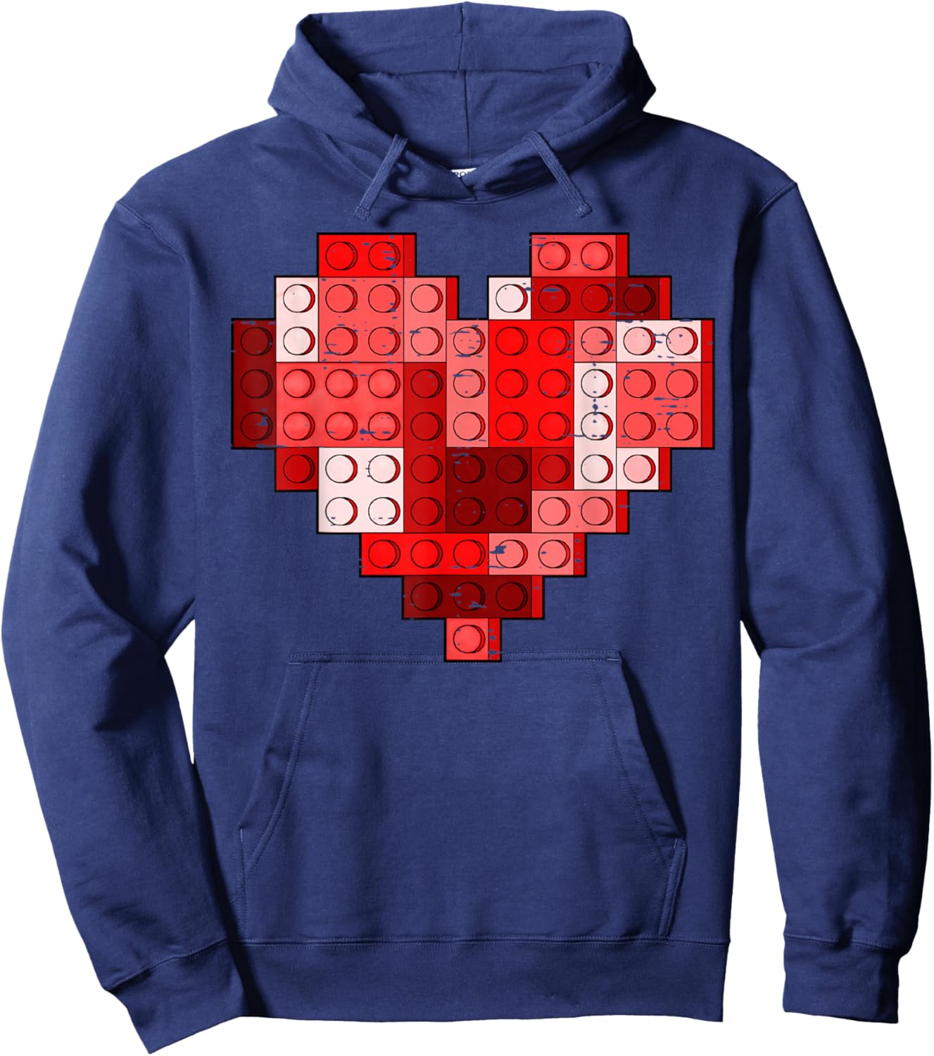 Valentines Day Heart Building Blocks Bricks Boys Kid Toddler Hoodie - Hoodie | Navy