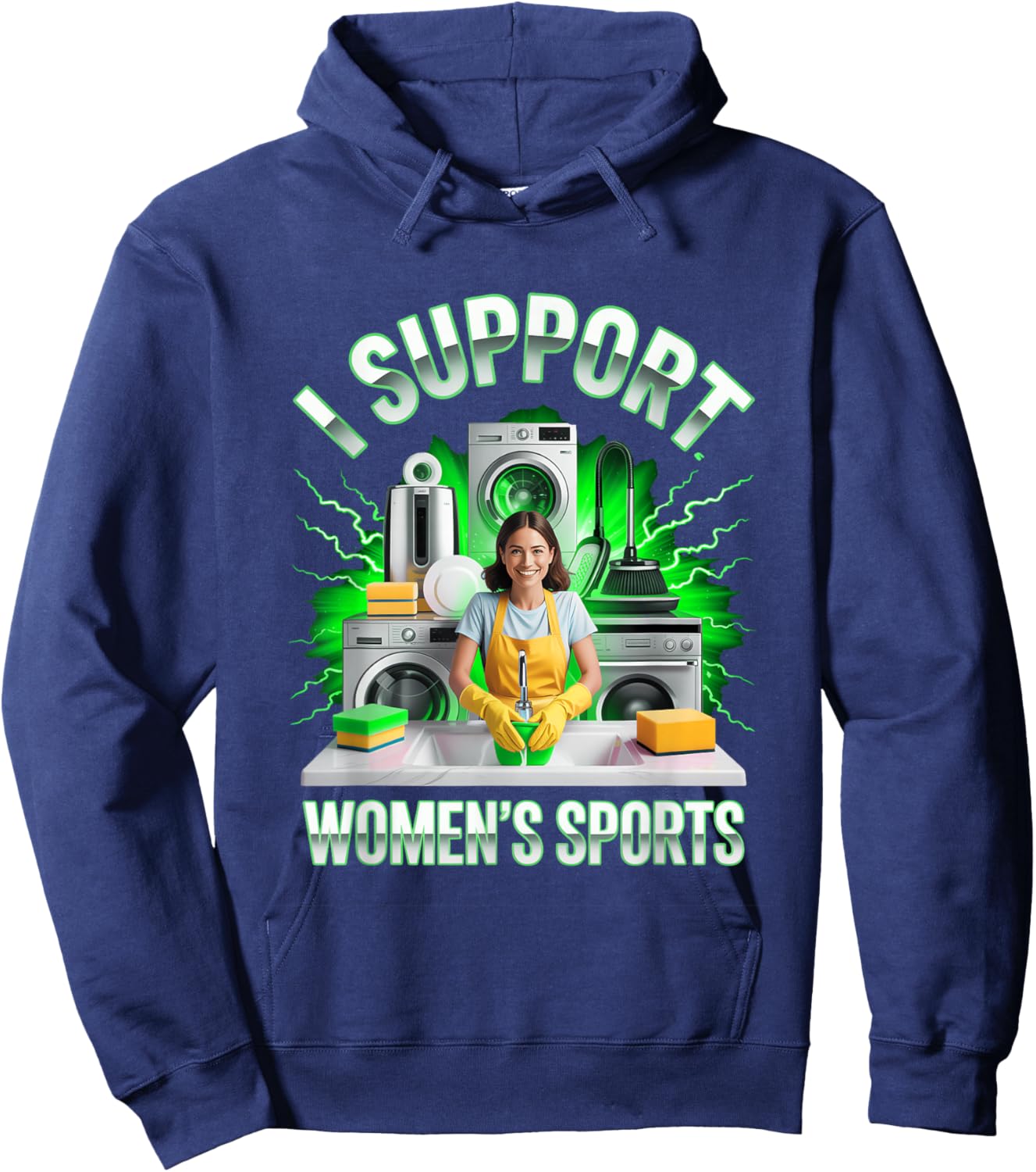 I Support Women's Sports Unwearable Aduld Humor Bootleg Hoodie - Hoodie | Navy