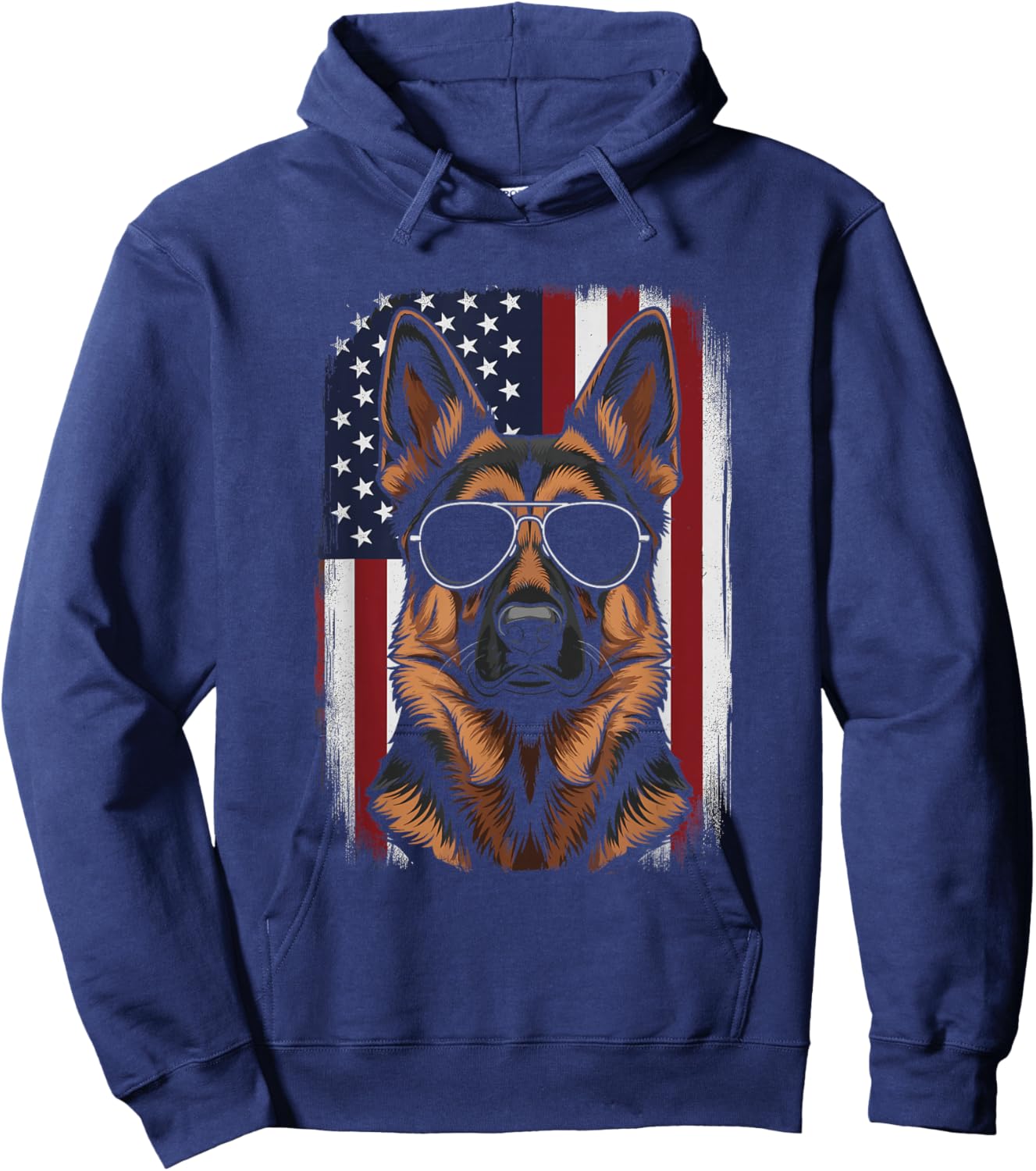 German Shepherd Dog American Flag Hoodie - Hoodie | Navy