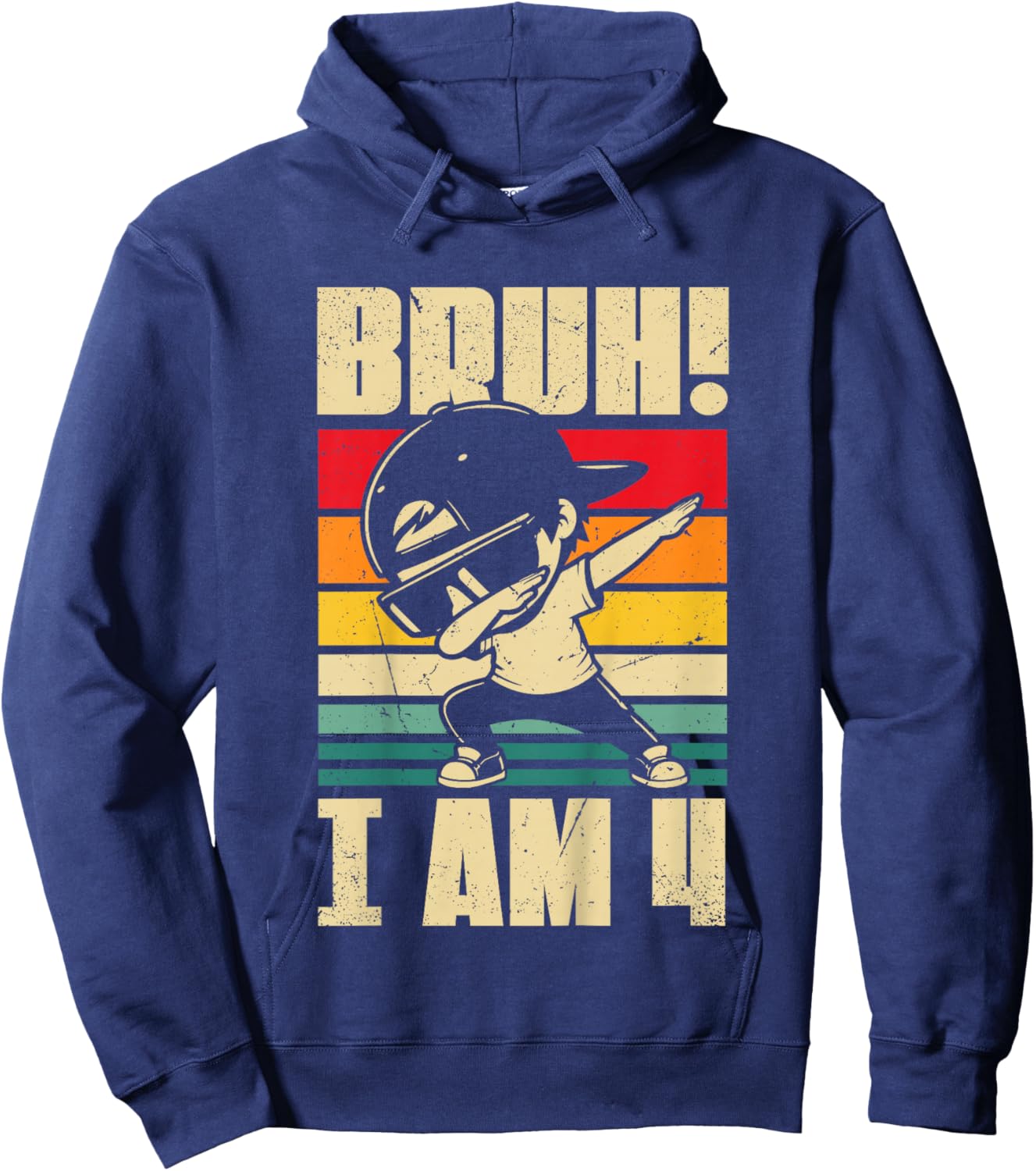 Bruh I Am 4 Year Old Dabbing Boy 4th Birthday Decorations Hoodie - Hoodie | Navy