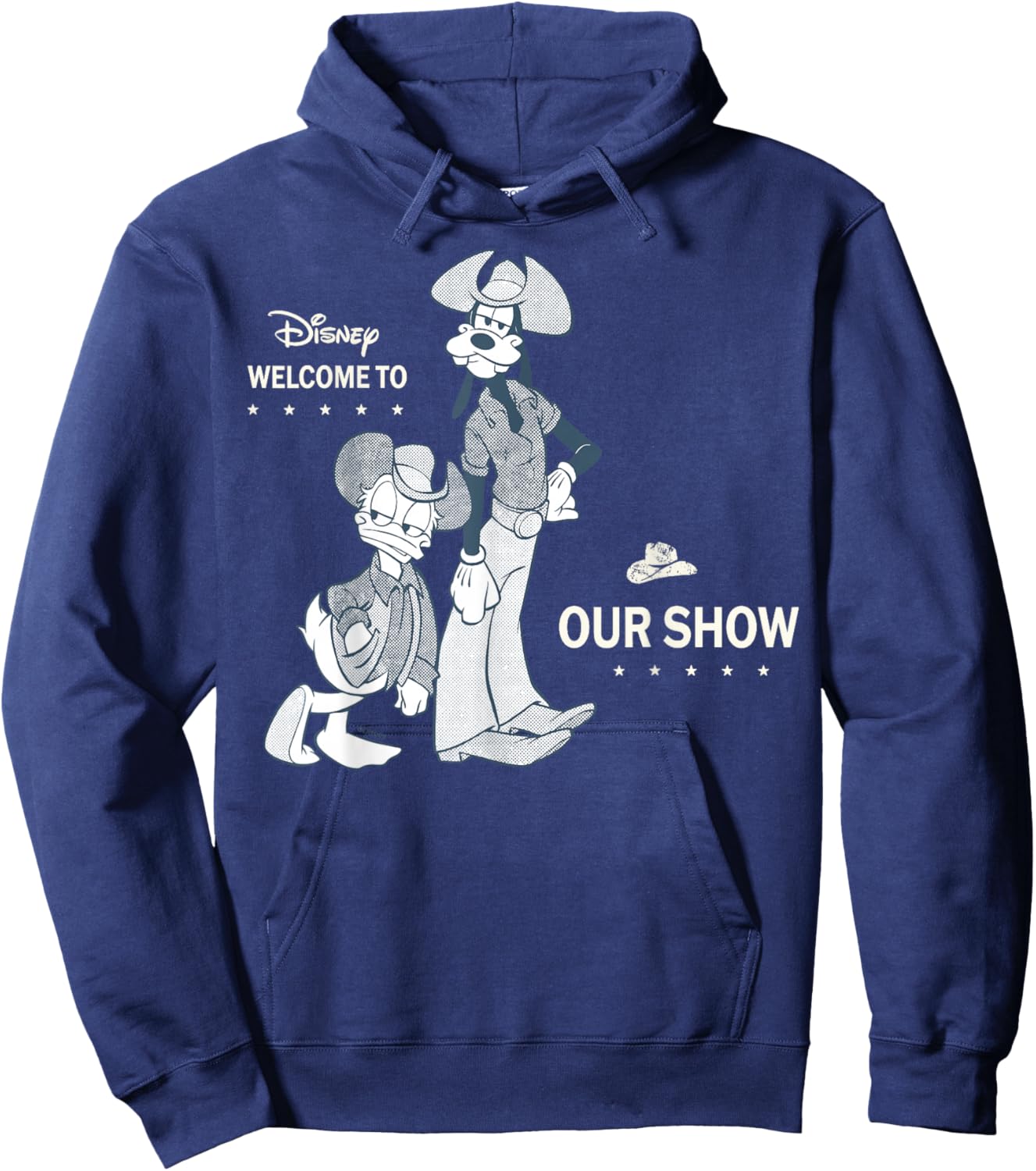 Disney Mickey and Friends Goofy Donald Cowboy Western Retro Hoodie - Hoodie | Navy