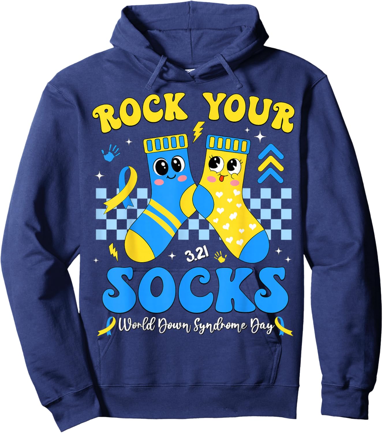 Rock Your Socks World Down Syndrome Day Awareness 3.21 Kids Hoodie - Hoodie | Navy