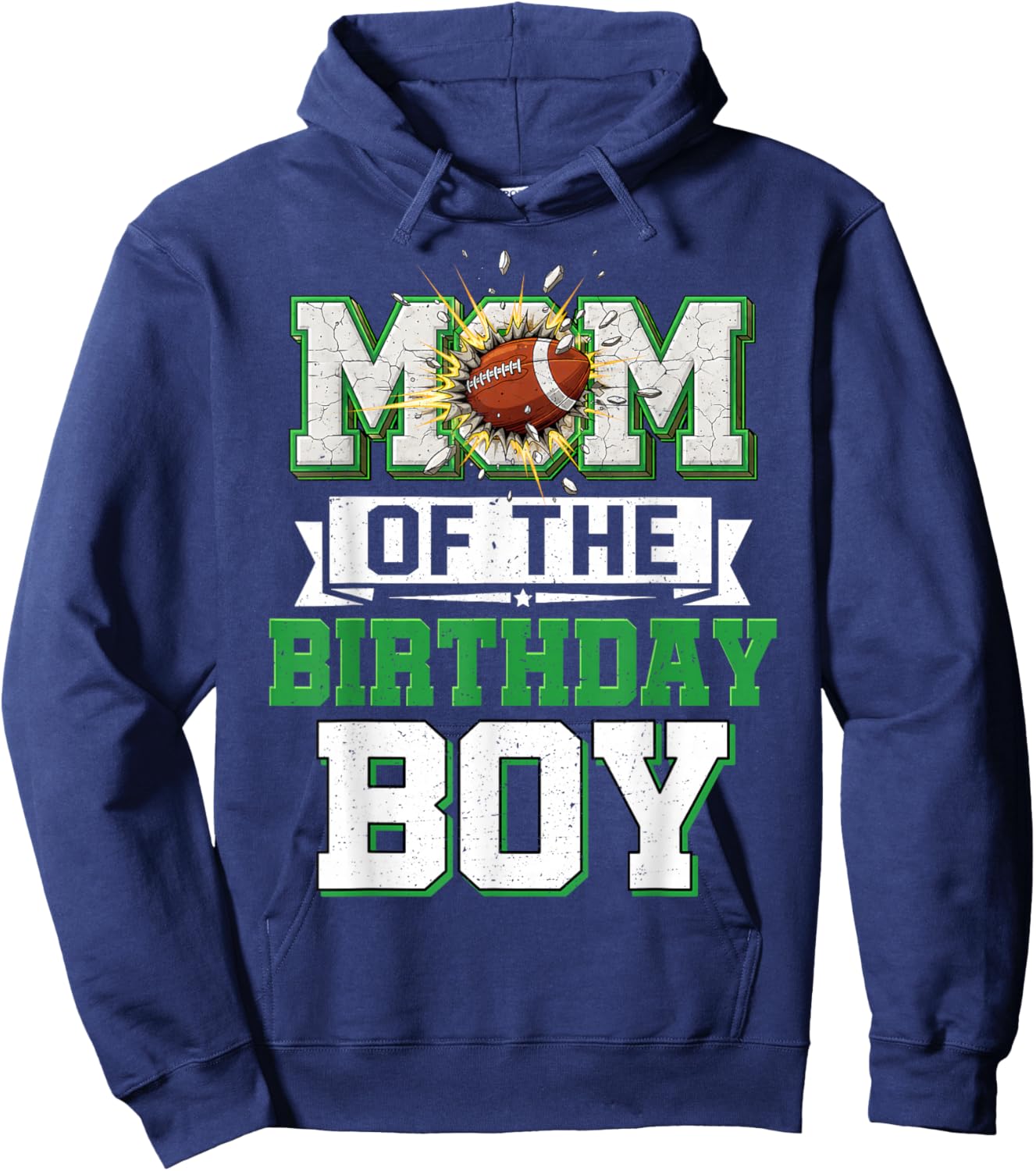 Mom of The Birthday Boy Matching Football Family Party Hoodie - Hoodie | Navy
