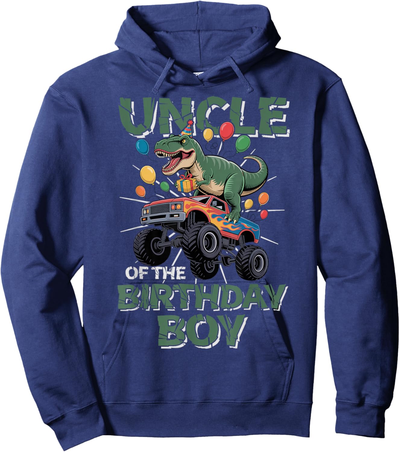 Uncle of The Birthday Party Outfit Monster Truck Uncle Hoodie - Hoodie | Navy