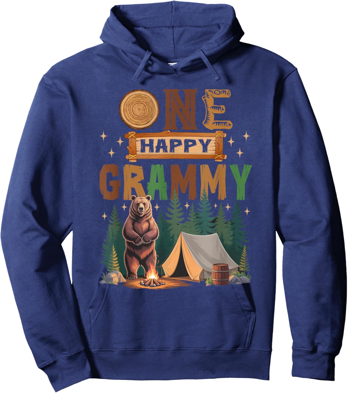 One Happy Grammy Camper 1St Birthday Camping Bear Hoodie - Hoodie | Navy