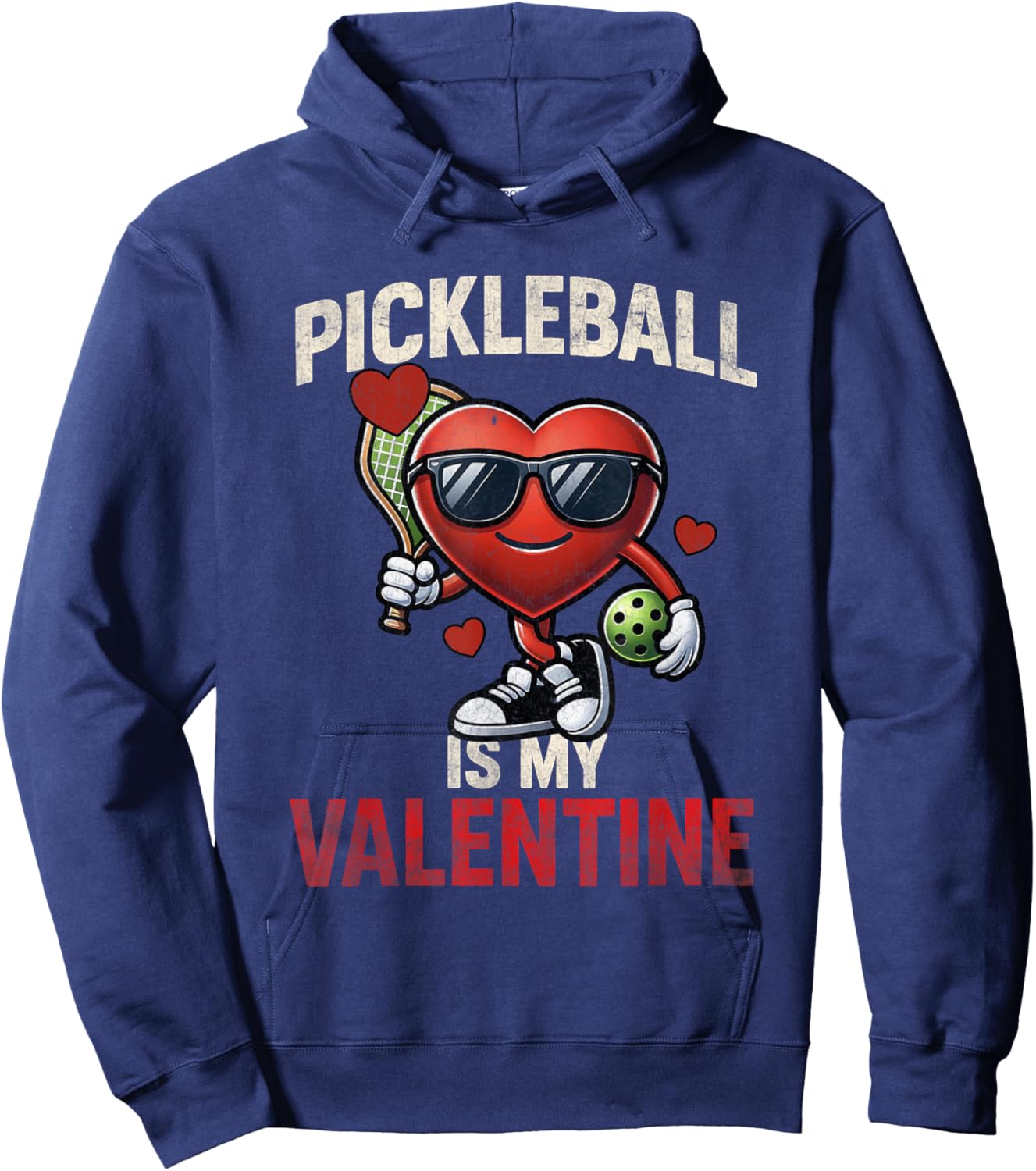 Pickleball is My Valentine Heart Funny Valentines Day Hoodie - Hoodie | Navy