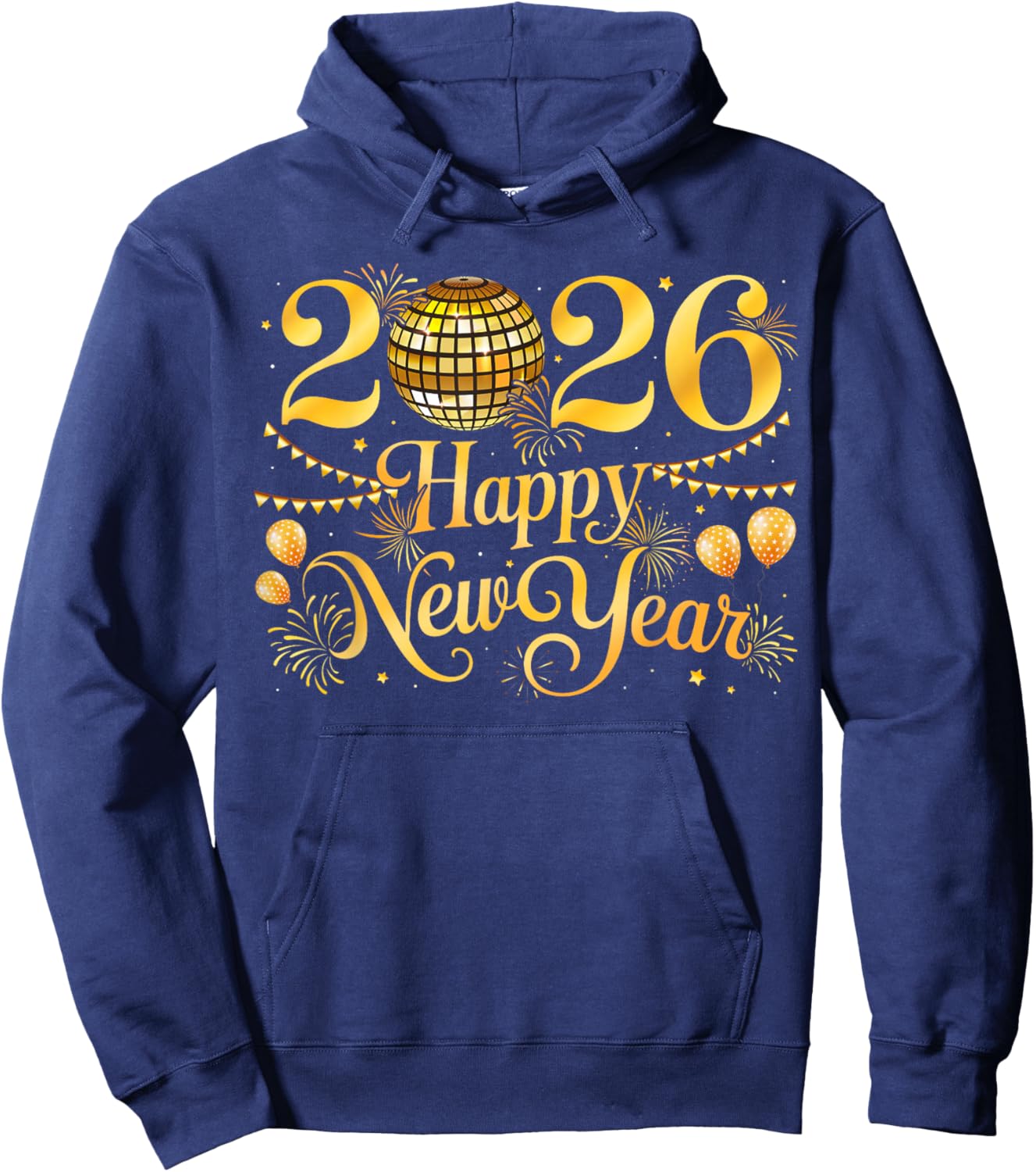 Happy New Year Matching New Year Eve Party Disco Ball 2026 Hoodie - Hoodie | Navy