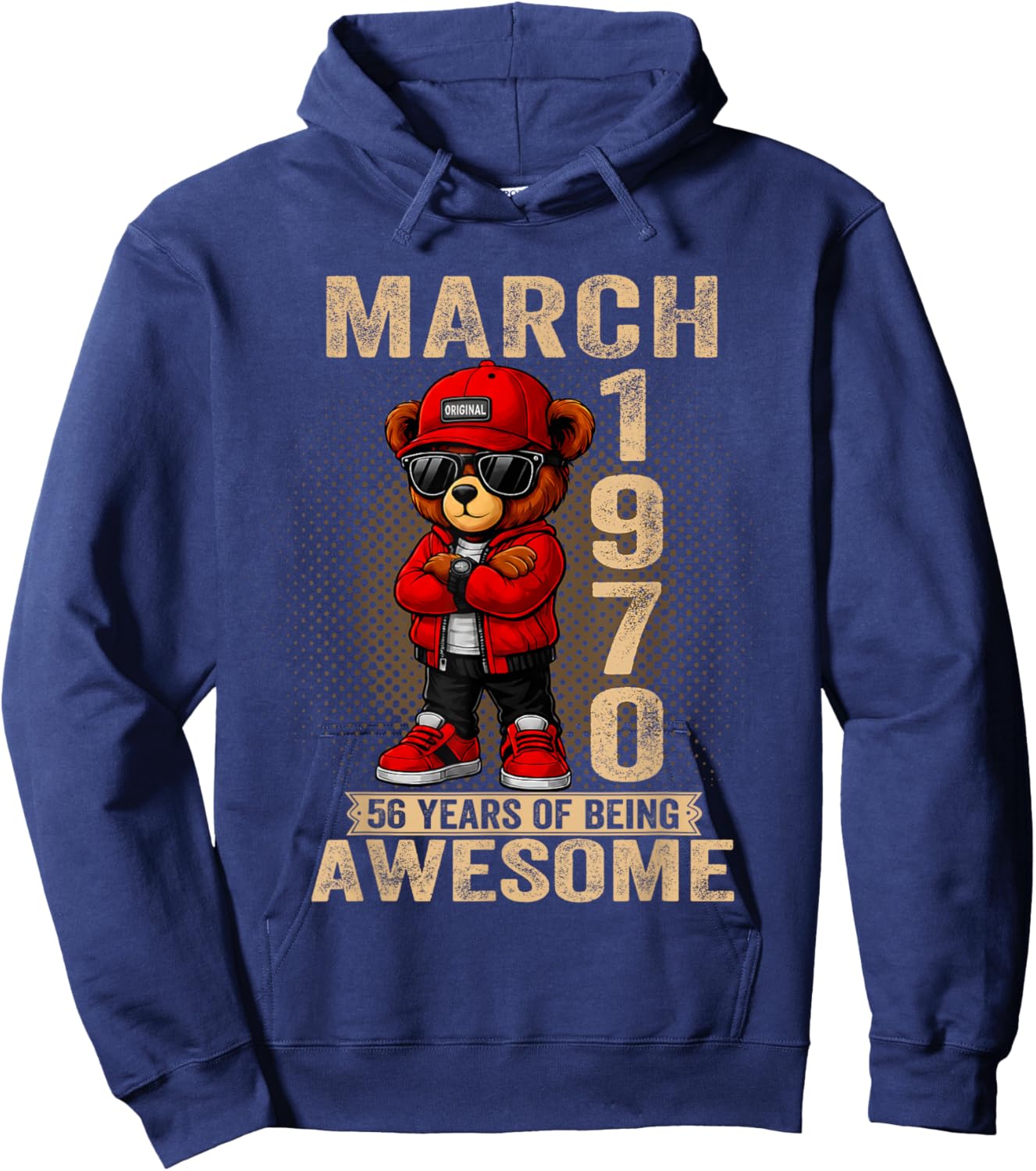 March 56th Birthday Men Women 1970 Awesome Teddy Bear Hoodie - Hoodie | Navy