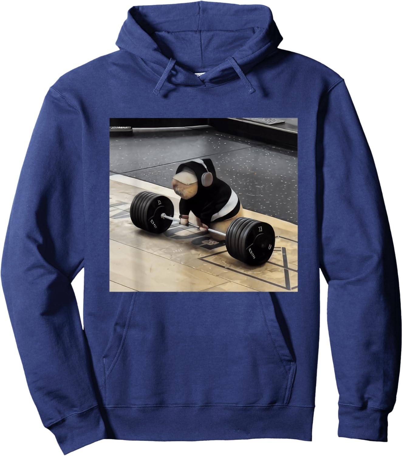 Hamster Gym Deadlift Funny Cute Rat Weightlifting Workout Hoodie - Hoodie | Navy