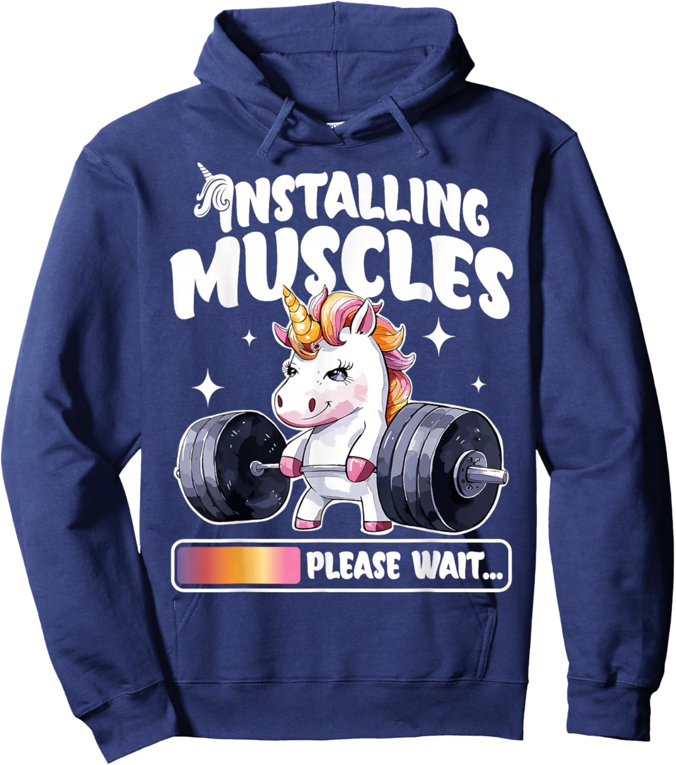 Funny Cute Unicorn Workout Gym Fitness Weightlifting Hoodie - Hoodie | Navy