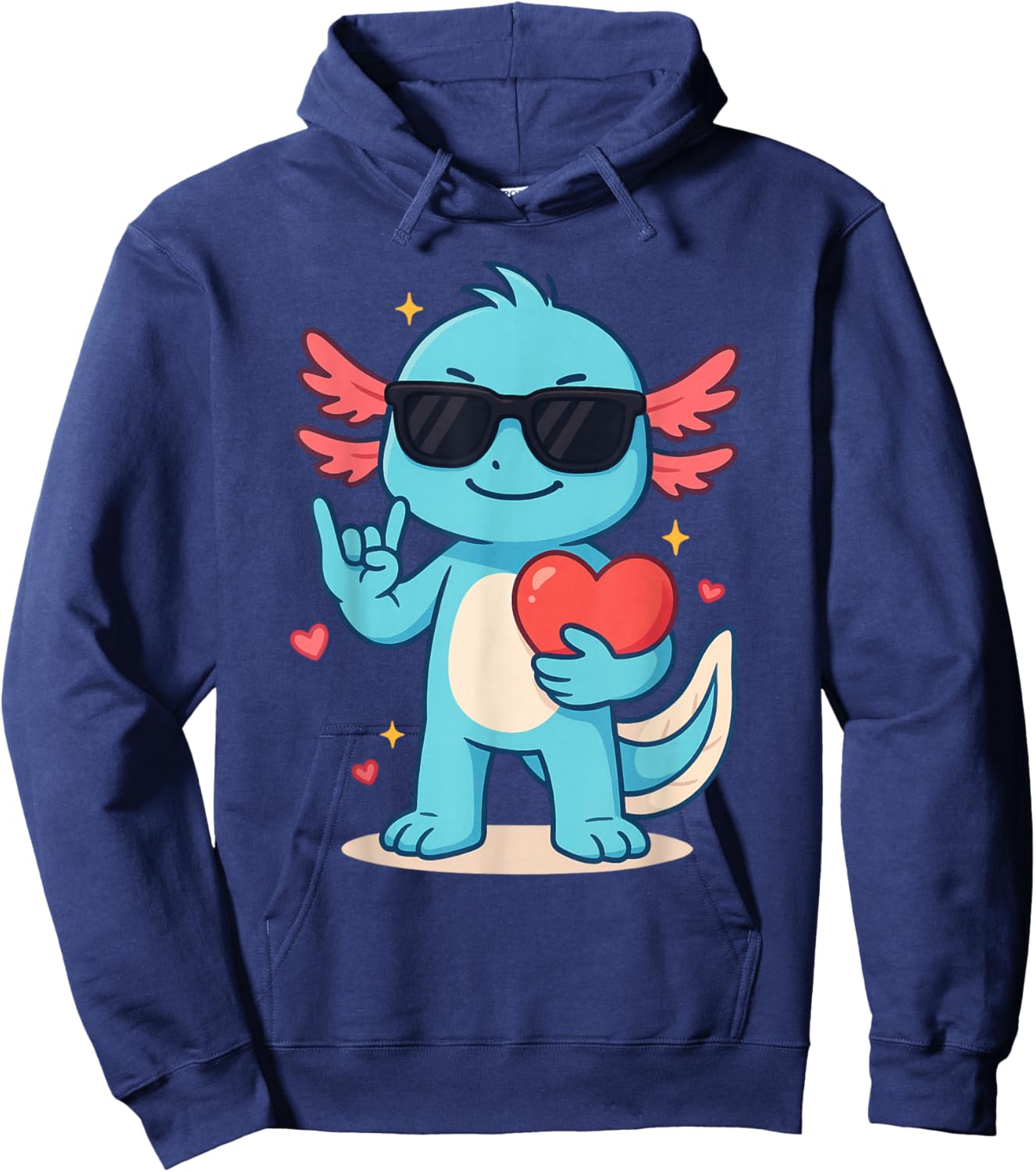 Cute Axolotl Valentines Day Love Funny Axolotl Boys Kids Hoodie - Hoodie | Navy