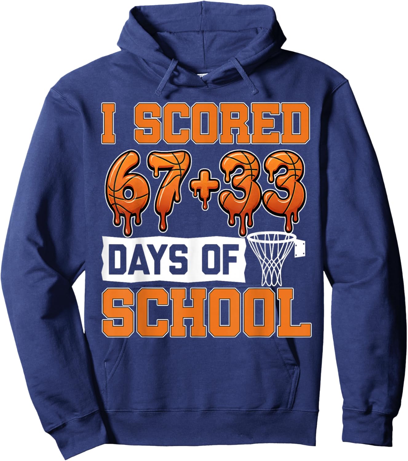 100 Days of School Basketball Drip 100th Day of School Boys Hoodie - Hoodie | Navy