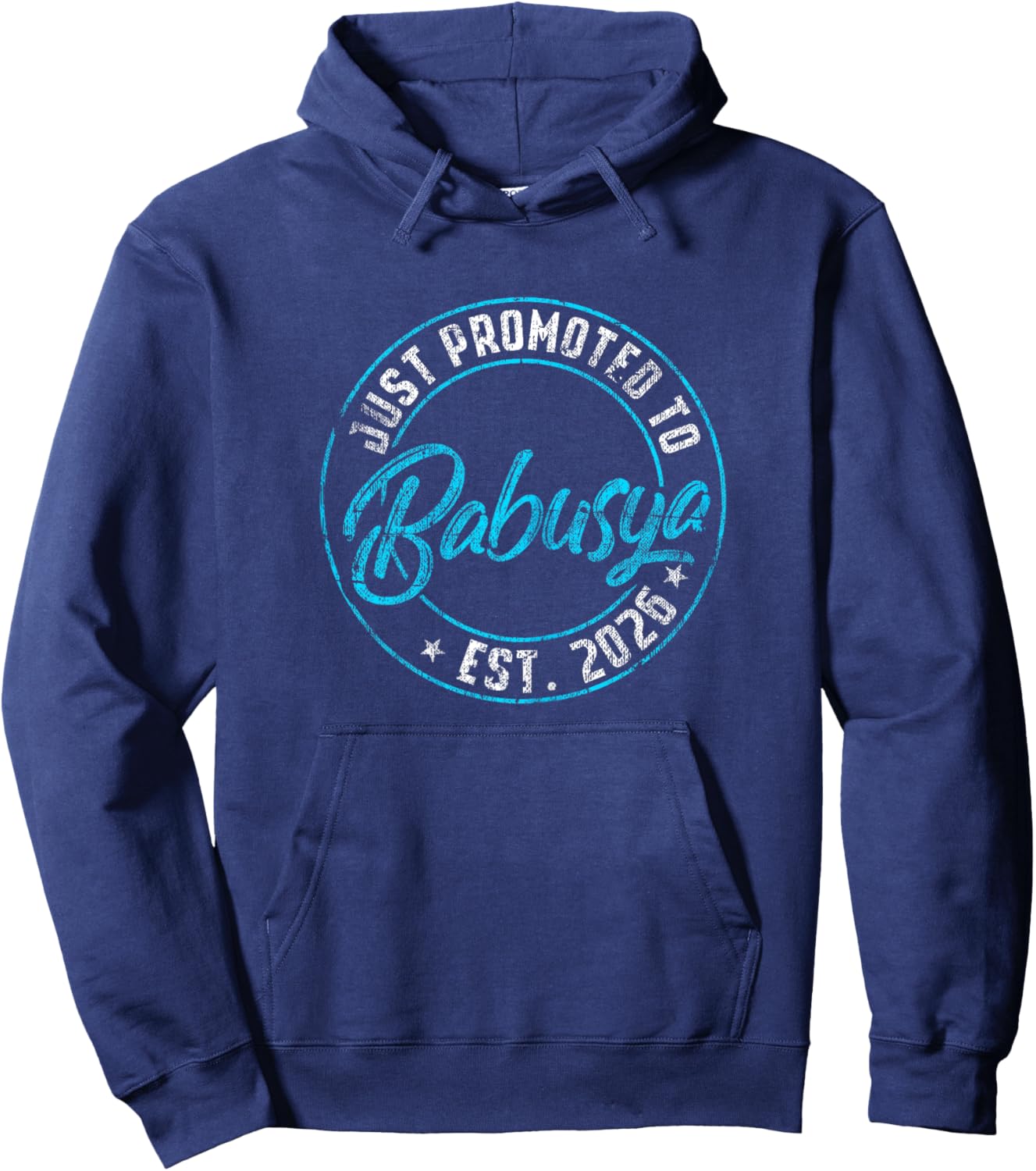 New Babusya First Time 2026 Promoted to Grandma Announce Hoodie - Hoodie | Navy