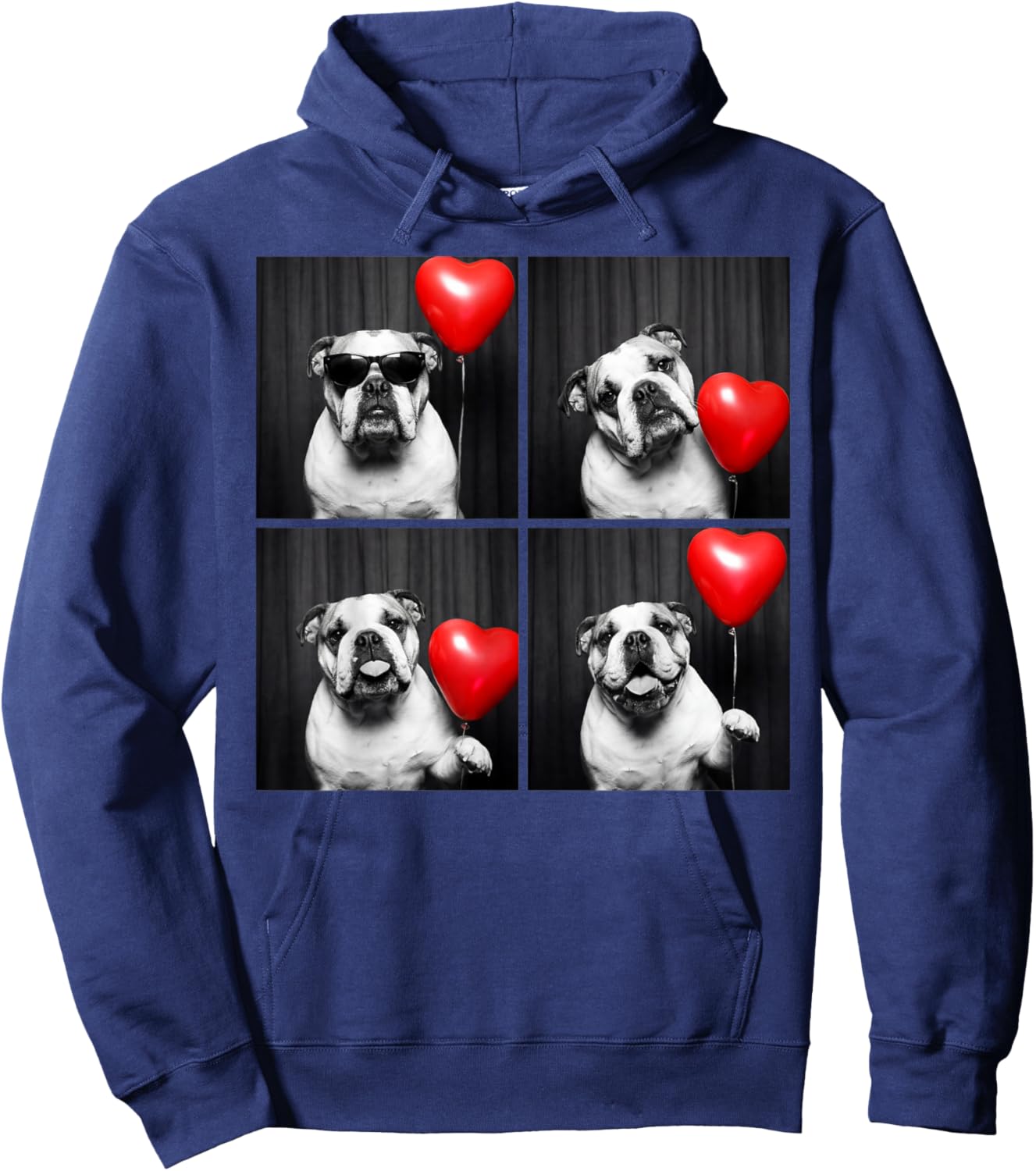 English Bulldog Photobooth Dog Lover Valentines Design Hoodie - Hoodie | Navy