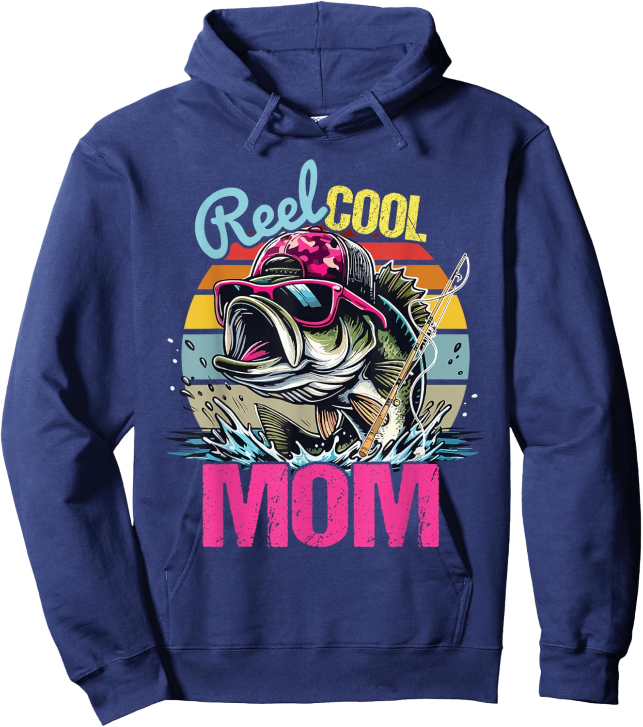 Vintage Reel Cool Mom Fishing Mom Mother's Day Hoodie - Hoodie | Navy