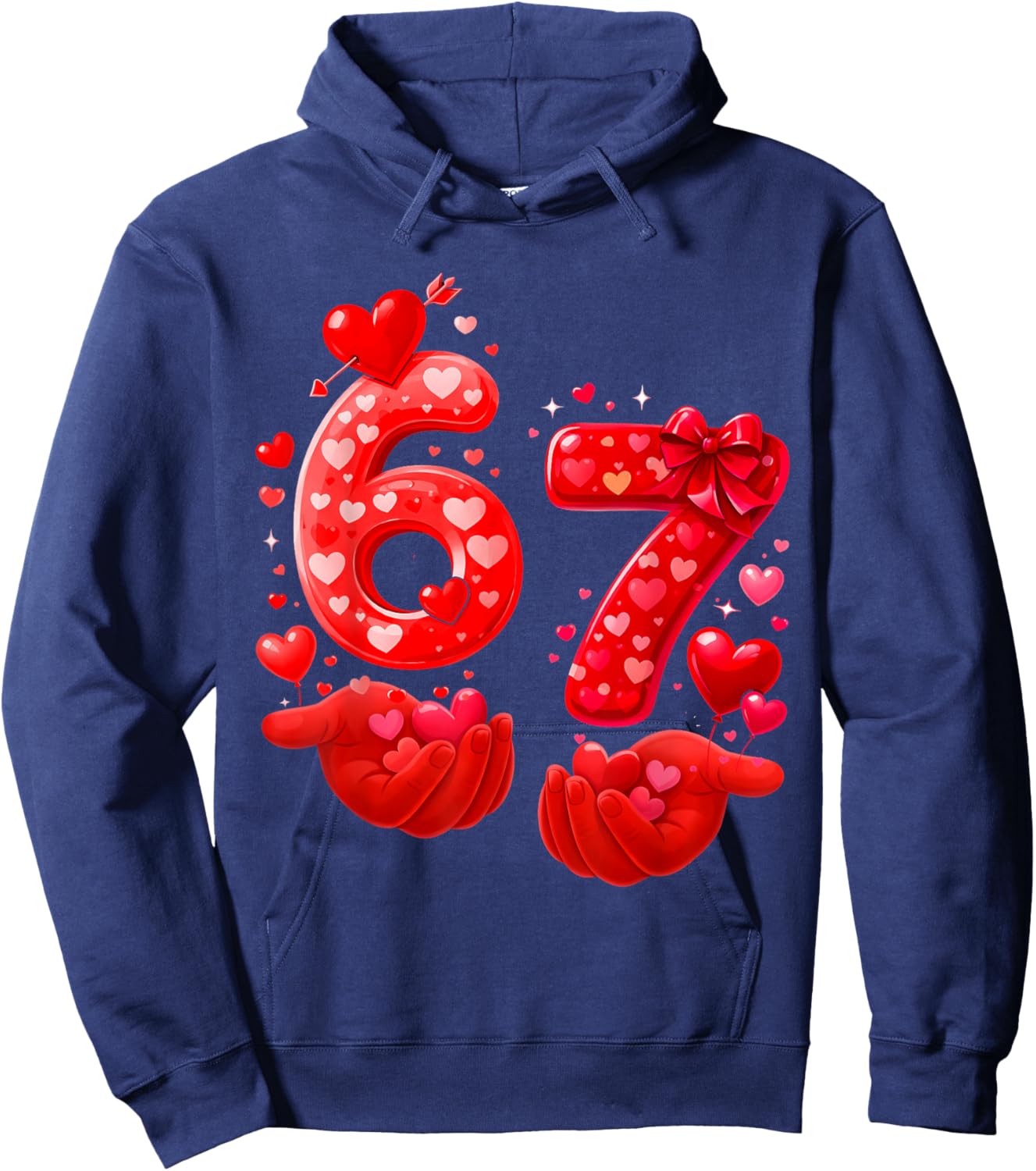 67 Valentine Six Seven Bruh Funny Boys Girls Kids Hoodie - Hoodie | Navy