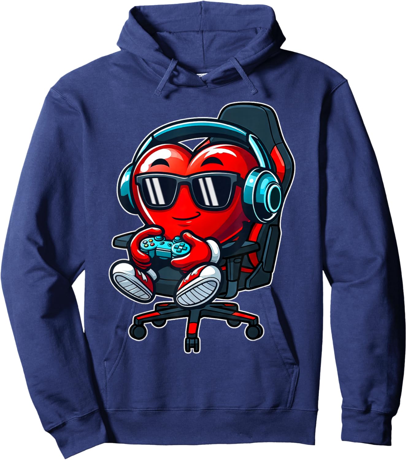 Funny Gamer Hearts Valentines Day Boys Kids Son Video Games Hoodie - Hoodie | Navy