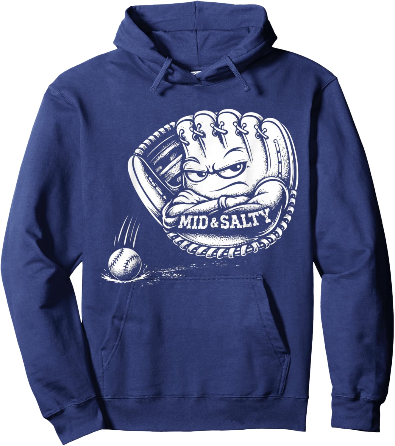Mid and Salty Baseball Glove Funny Sports T Hoodie - Hoodie | Navy