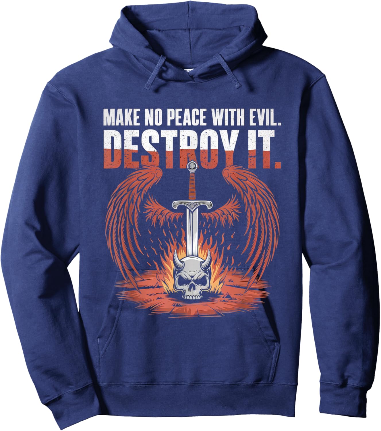 Make No Peace with Evil Archangel Michael Jesus God Hoodie - Hoodie | Navy
