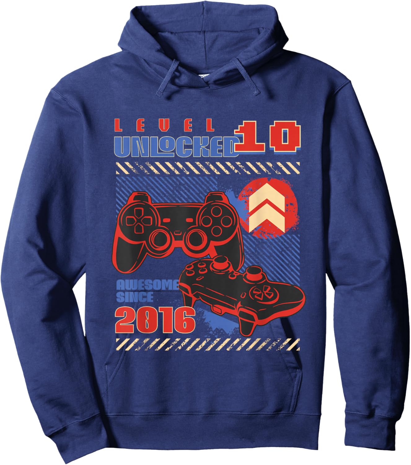 Level 10 Unlocked Awesome Since 2016 10th Birthday Gaming Hoodie - Hoodie | Navy