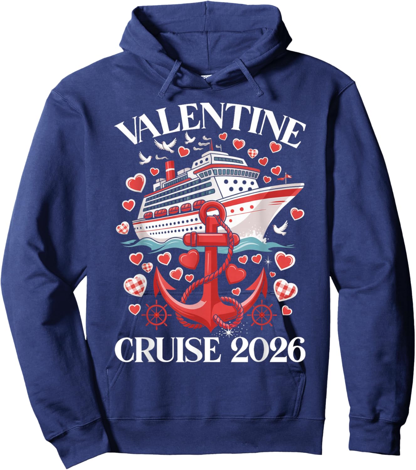 Cute Valentine Cruise 2026 Matching Couple Holiday Hoodie - Hoodie | Navy
