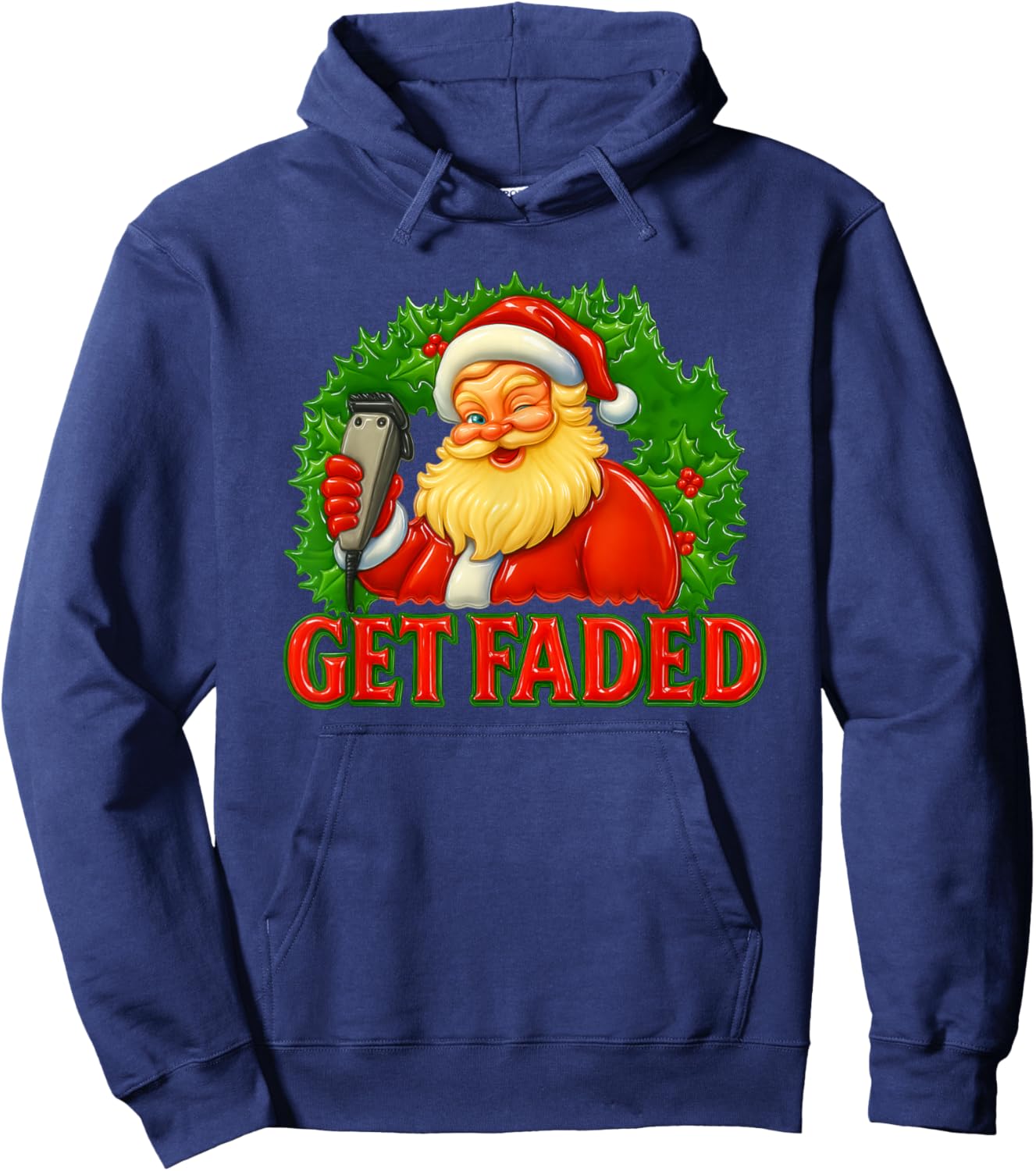 Christmas Barber Get Faded Hoodie - Hoodie | Navy