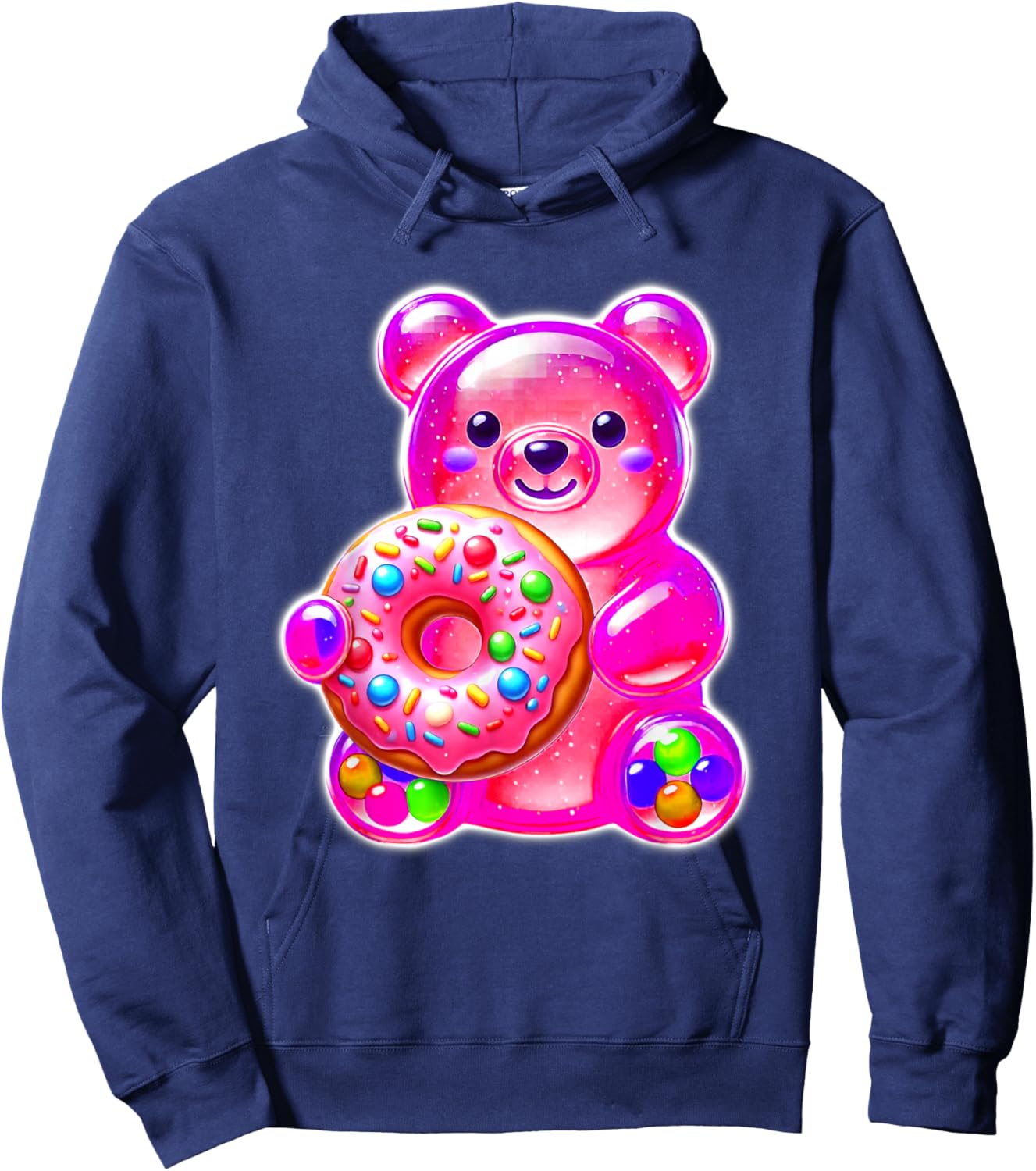 Gummy Bear Candy Donut Pink Hoodie - Hoodie | Navy