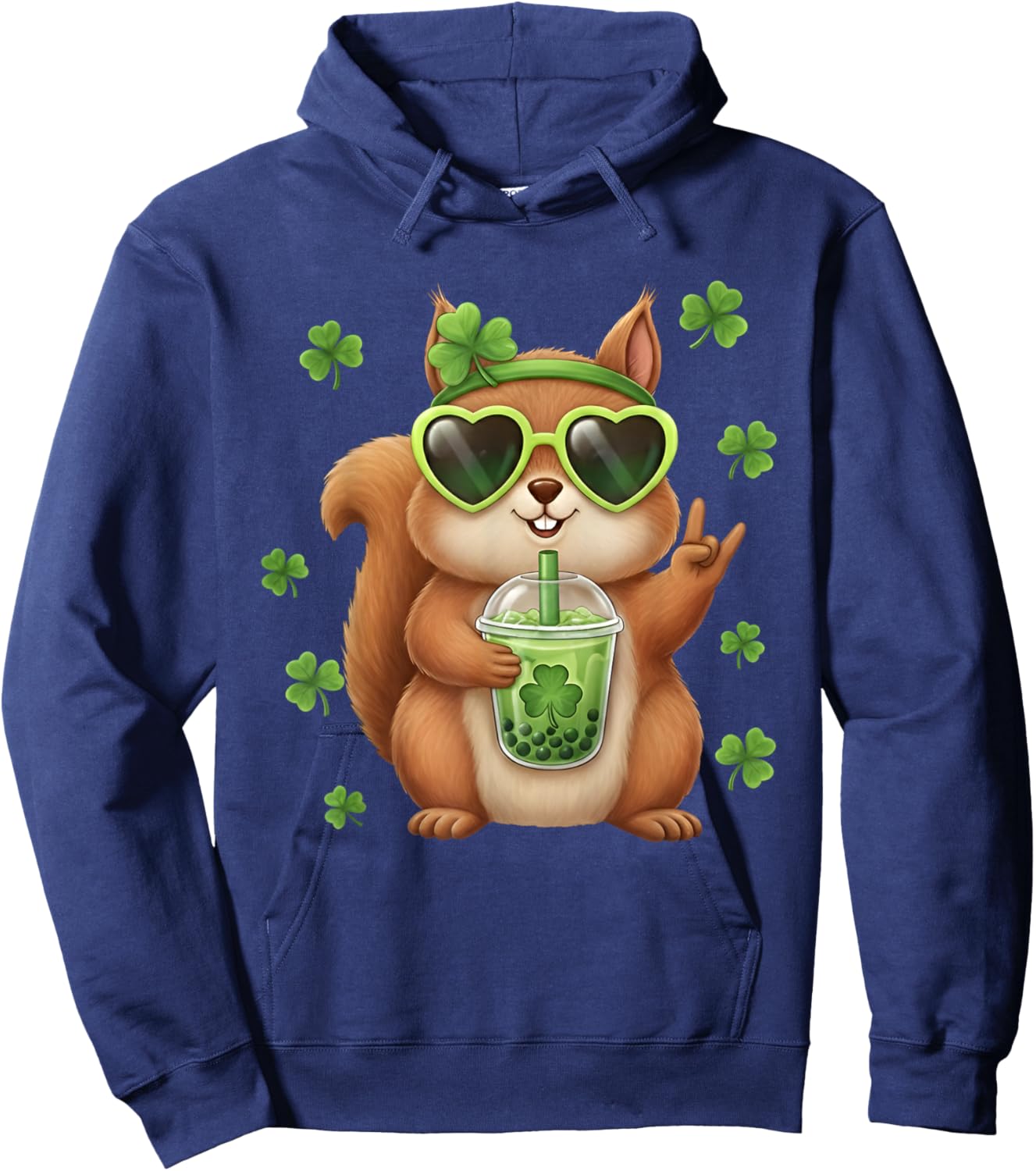 Cute Squirrel St Patricks Day Shamrock Squirrel Rock Lovers Hoodie - Hoodie | Navy