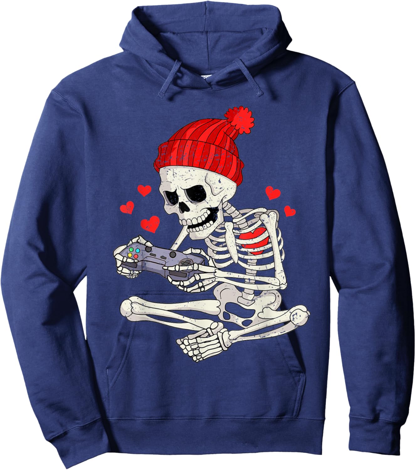 Funny Boys Valentines Skeleton Gamer Video Games Gaming Hoodie - Hoodie | Navy