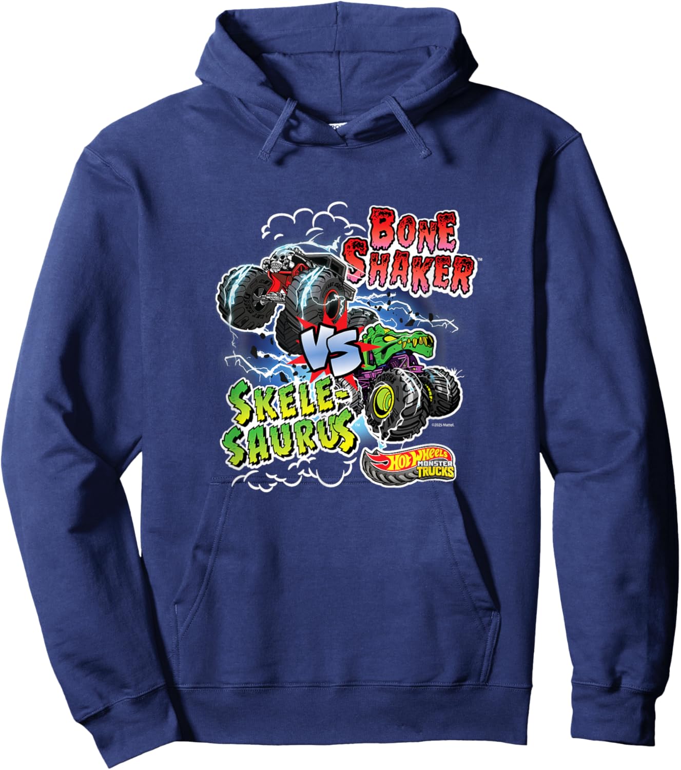 Hot Wheels: Monster Trucks - Bone Shaker vs Skelesaurus Hoodie - Hoodie | Navy