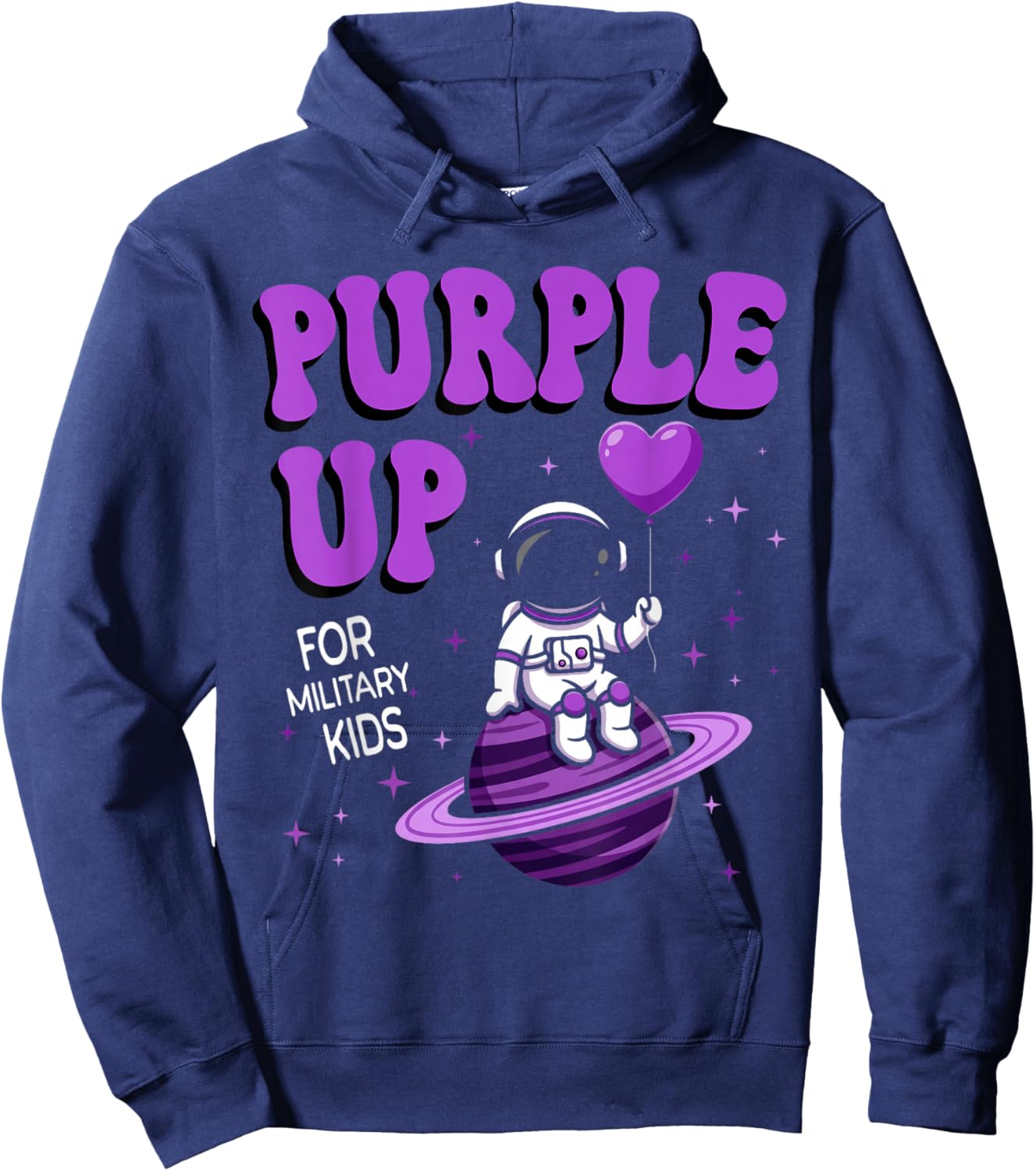Purple Up for Military Kids Military Child Month Space Hoodie - Hoodie | Navy