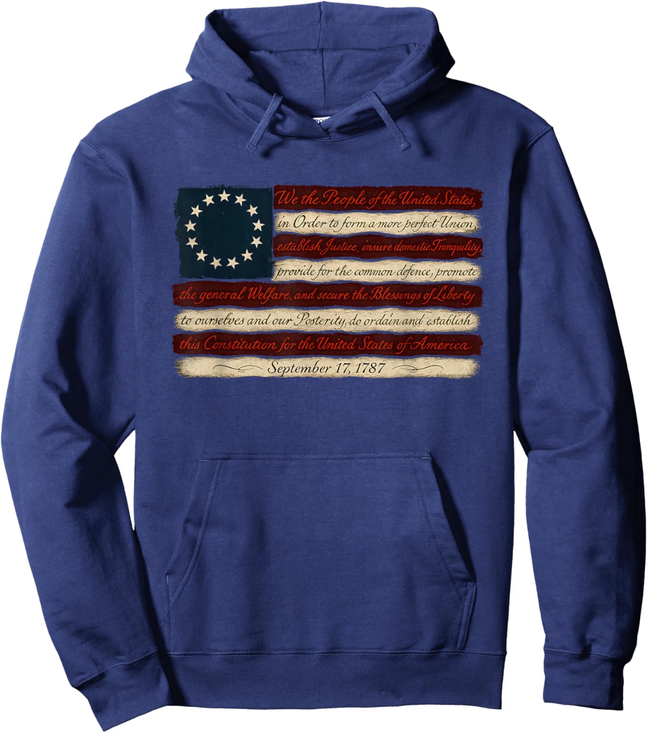 Patriotic Betsy Ross Flag Preamble We The People Hoodie - Hoodie | Navy