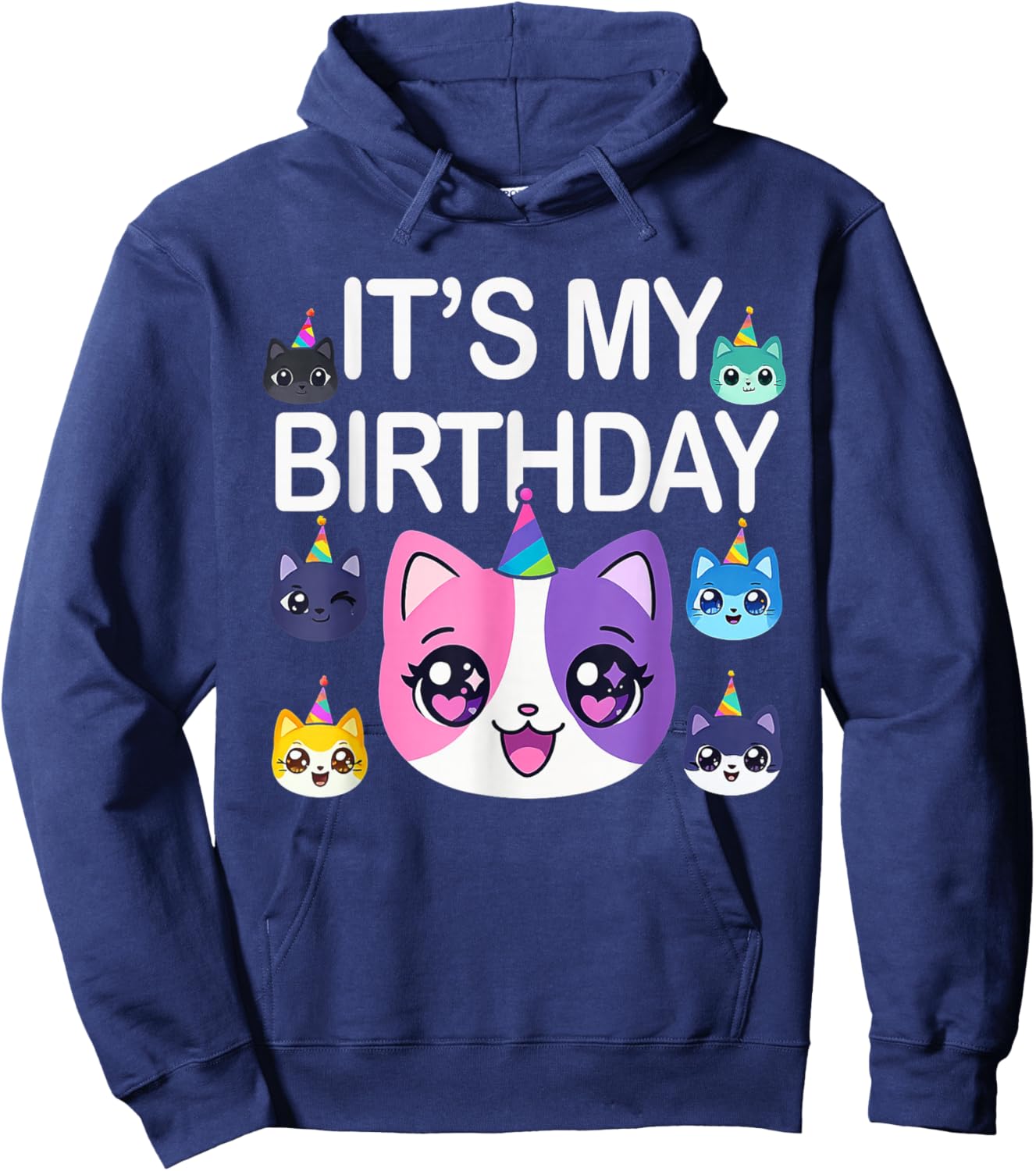 Meemeow Cats Plush Squishy Pink Birthday Design Hoodie - Hoodie | Navy