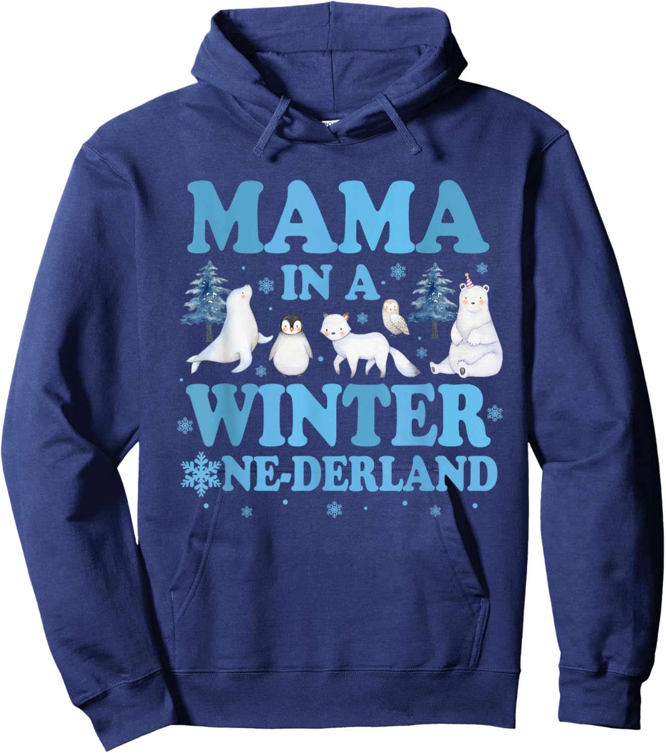 Mama in a Winter Onederland Birthday Boy Arctic Animals Hoodie - Hoodie | Navy