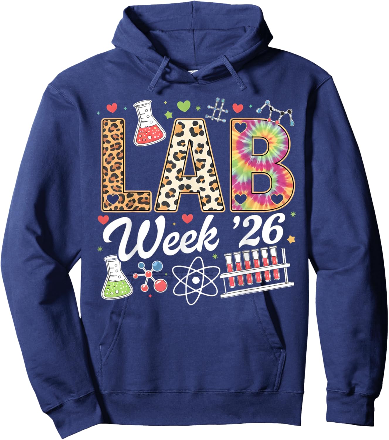 Lab Week 2026 Laboratory Tech Leopard Medical Technician Hoodie - Hoodie | Navy